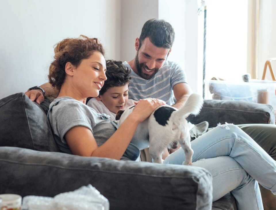 Family with dog
